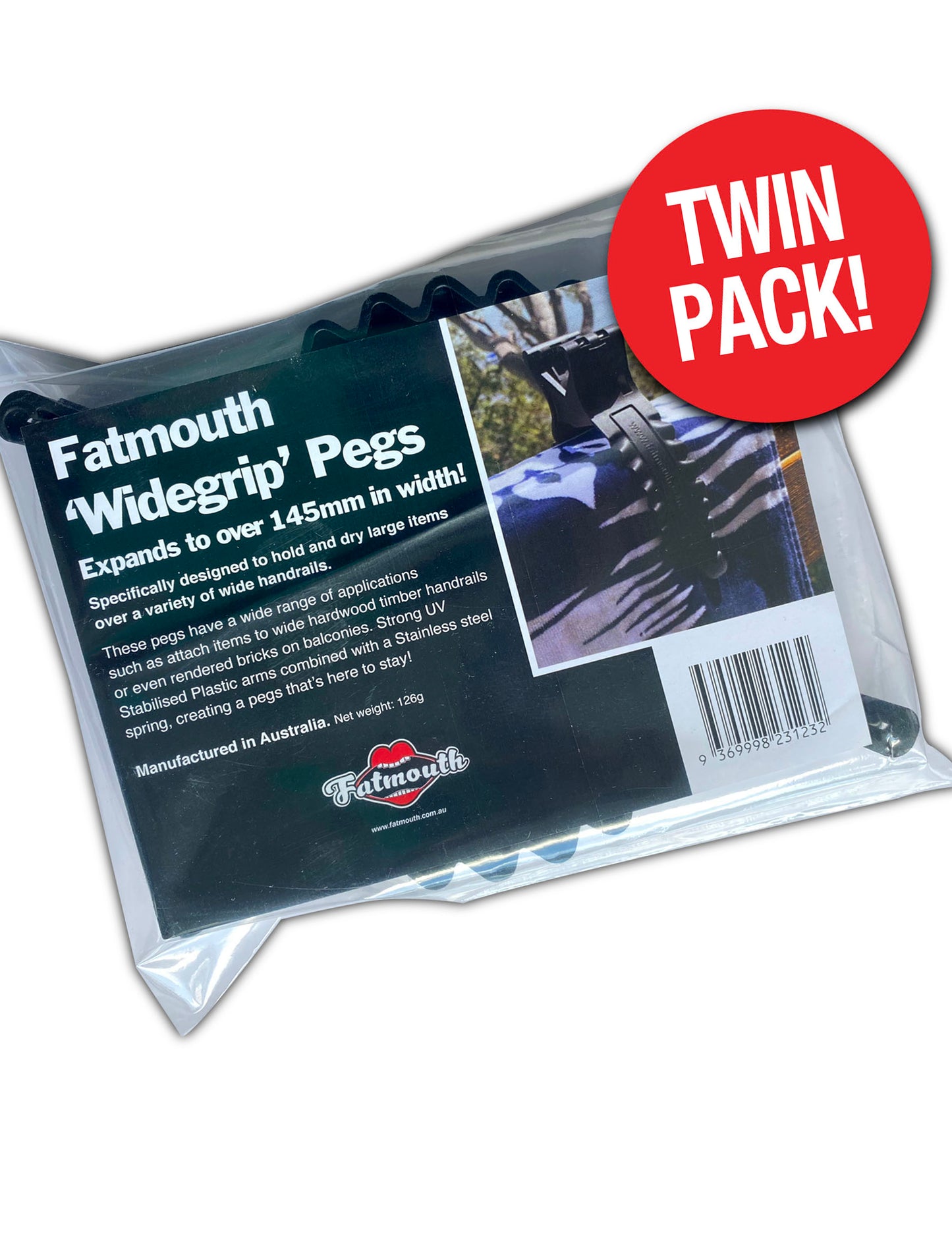 Fatmouth Widegrip (Large) Pegs - Twin Pack - Black