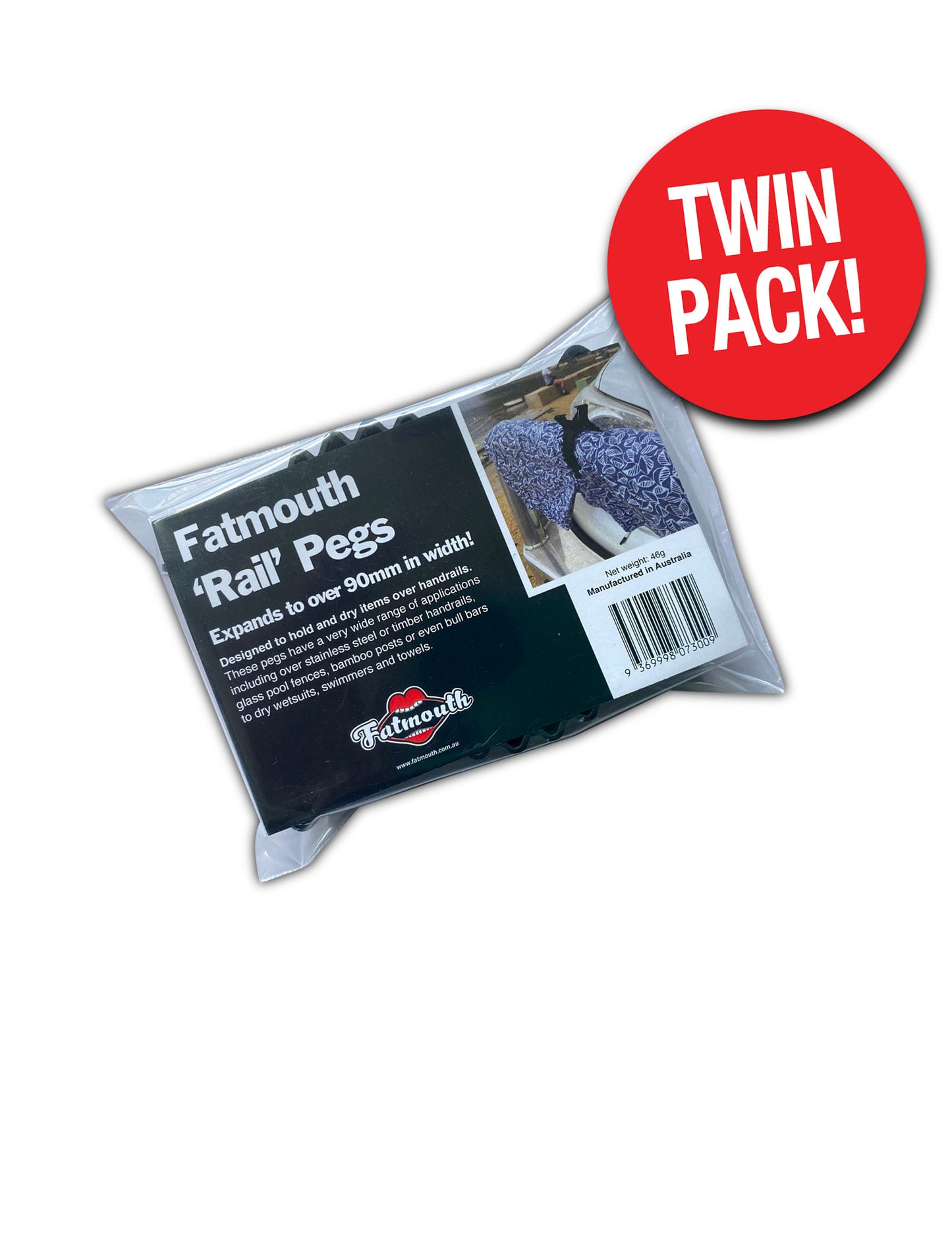 Fatmouth Rail (Small) Pegs - Twin Pack - Black